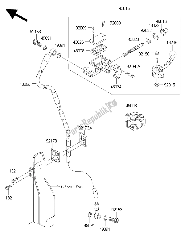 Tutte le parti per il Pompa Freno Anteriore del Kawasaki KLX 450R 2015