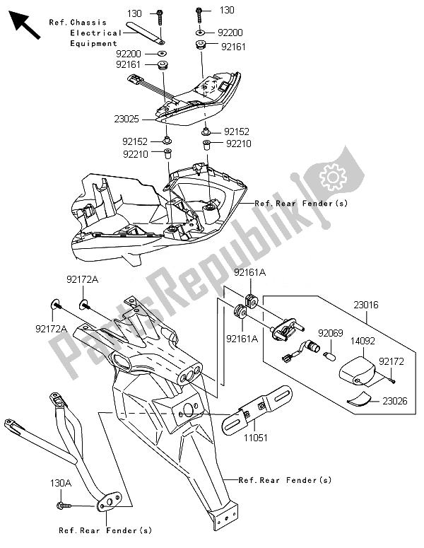 All parts for the Taillight(s) of the Kawasaki Versys 1000 ABS 2014