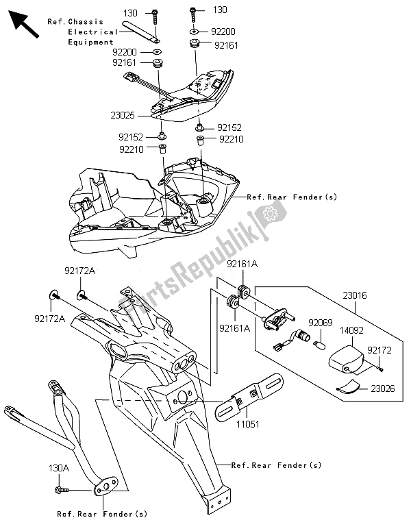 All parts for the Taillight(s) of the Kawasaki Versys 1000 ABS 2014