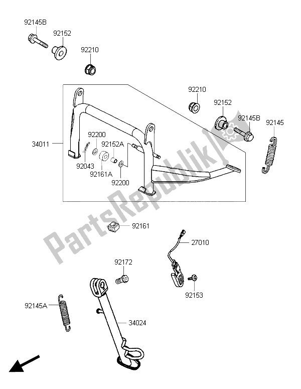 All parts for the Stand(s) of the Kawasaki J 300 2015