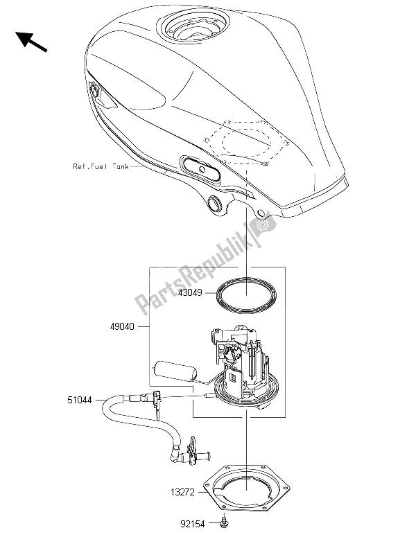 All parts for the Fuel Pump of the Kawasaki Ninja 250 SL ABS 2015