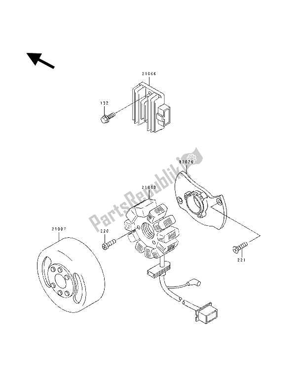 Tutte le parti per il Generatore del Kawasaki KDX 125 1993