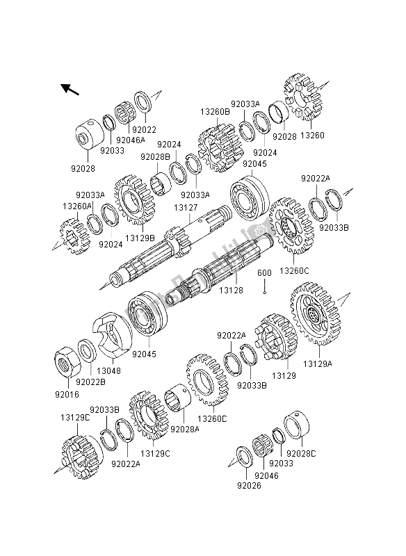 All parts for the Transmission of the Kawasaki Eliminator 600 1995