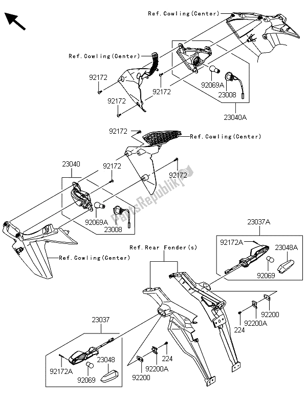 Tutte le parti per il Indicatori Di Direzione del Kawasaki Z 1000 ABS 2013