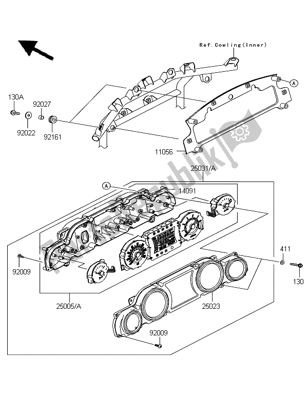 All parts for the Meter of the Kawasaki VN 1700 Voyager Custom ABS 2012