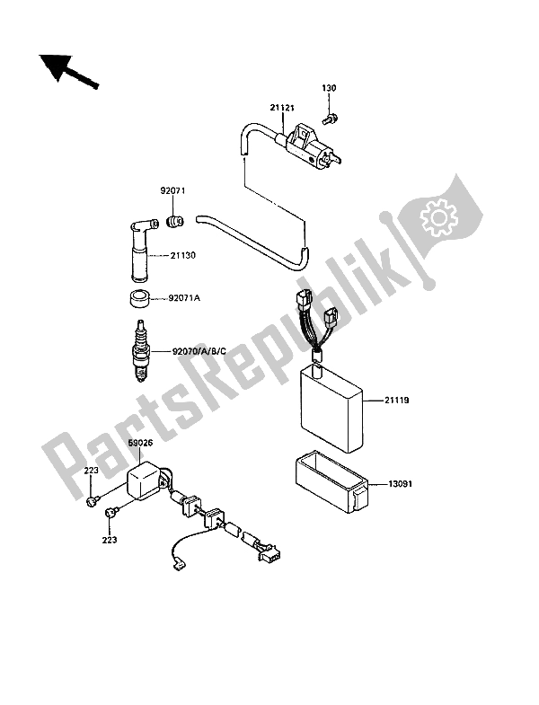 All parts for the Ignition System of the Kawasaki KLR 650 1988