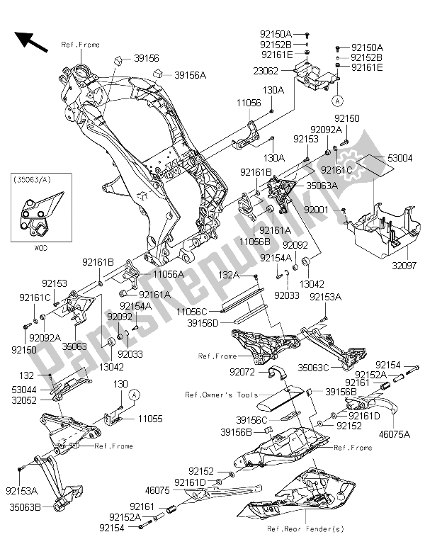 All parts for the Frame Fittings of the Kawasaki Z 1000 SX ABS 2015