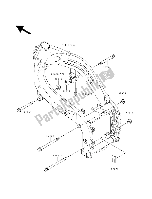 All parts for the Frame Fitting of the Kawasaki ZXR 400 1991