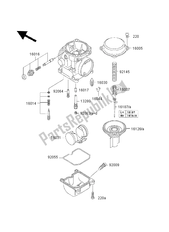 Alle onderdelen voor de Carburateur Onderdelen van de Kawasaki W 650 2003