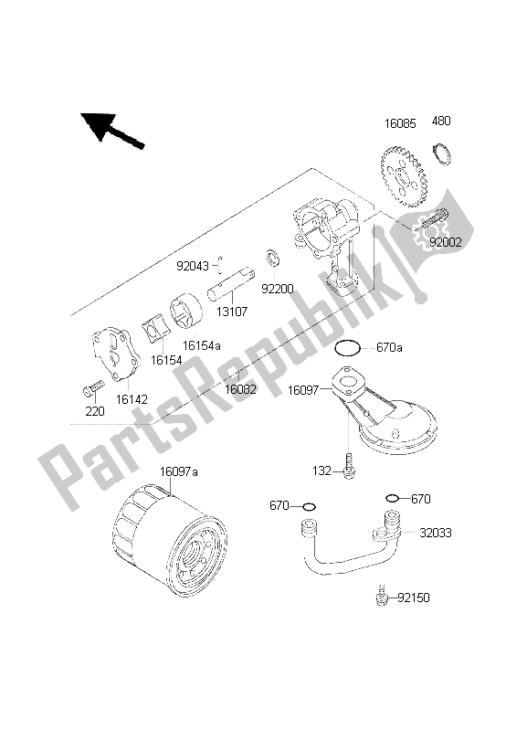 Alle onderdelen voor de Oliepomp van de Kawasaki KLE 500 2001