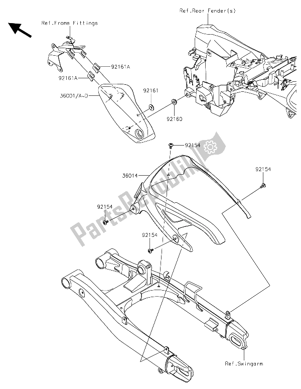 Tutte le parti per il Coperture Laterali E Copertura A Catena del Kawasaki Vulcan S 650 2015