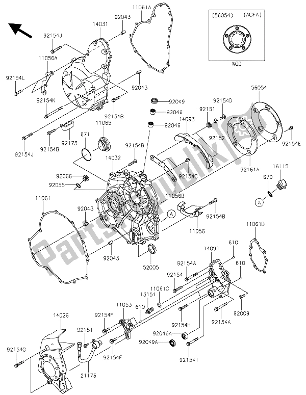 Tutte le parti per il Coperchio (i) Del Motore del Kawasaki Vulcan S 650 2015