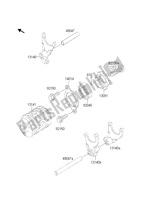 All parts for the Gear Change Drum & Shift Fork of the Kawasaki KDX 200 2000