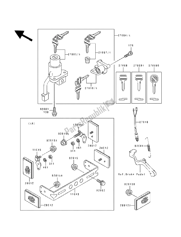 Toutes les pièces pour le Interrupteur D'allumage du Kawasaki Tengai 650 1989