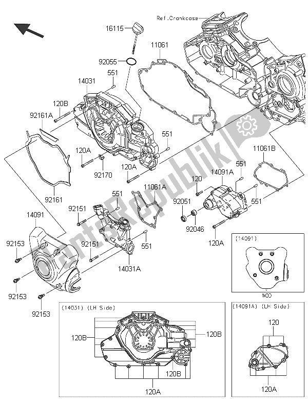 All parts for the Left Engine Cover(s) of the Kawasaki Vulcan 1700 Voyager ABS 2016