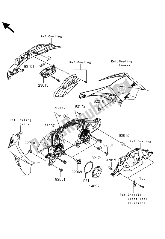 All parts for the Headlight(s) of the Kawasaki Ninja ZX 10R ABS 1000 2013