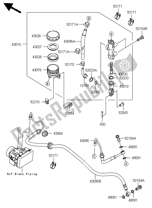 Tutte le parti per il Pompa Freno Posteriore del Kawasaki ER 6F ABS 650 2012