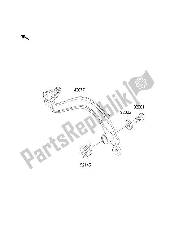 All parts for the Brake Pedal of the Kawasaki KMX 125 2002