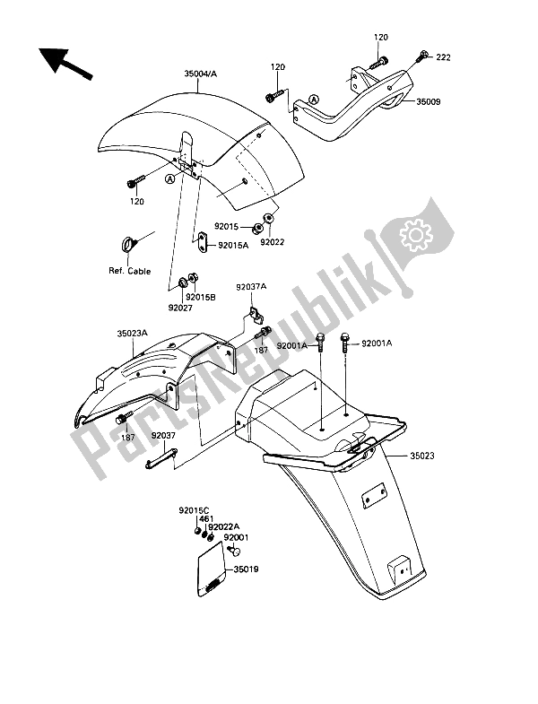 Alle onderdelen voor de Spatborden van de Kawasaki GPZ 900R 1989