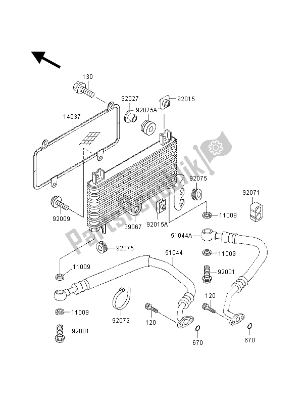 All parts for the Oil Cooler of the Kawasaki ZZ R 600 1998