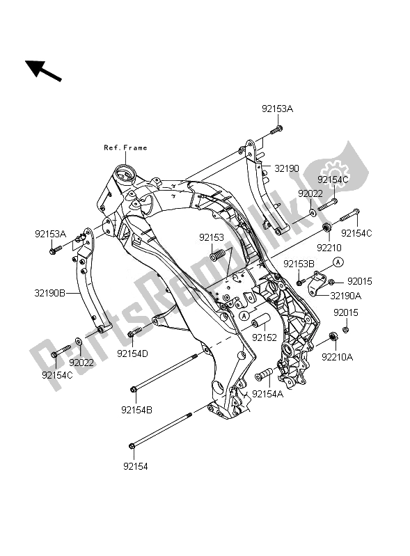 All parts for the Engine Mount of the Kawasaki Z 1000 ABS 2010