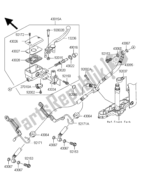 All parts for the Front Master Cylinder of the Kawasaki VN 1600 Classic 2004