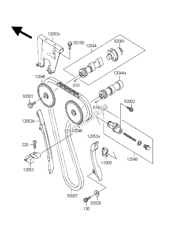 Tutte le parti per il Albero A Camme E Tenditore del Kawasaki KLR 650 1995