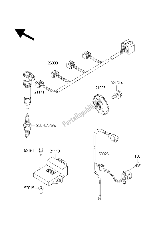 All parts for the Ignition System of the Kawasaki Ninja ZX 9R 900 2001