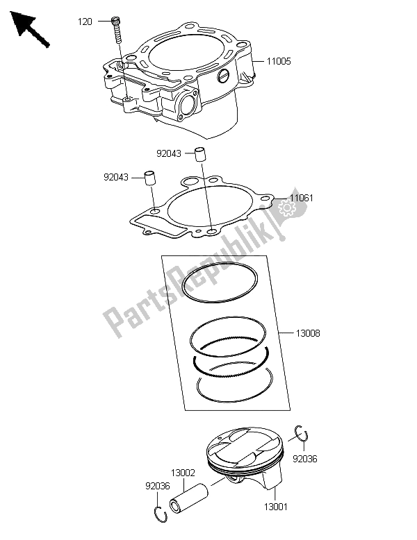 Toutes les pièces pour le Cylindre Et Piston (s) du Kawasaki KLX 450 2013