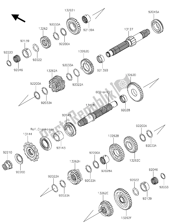 All parts for the Transmission of the Kawasaki Z 300 2015