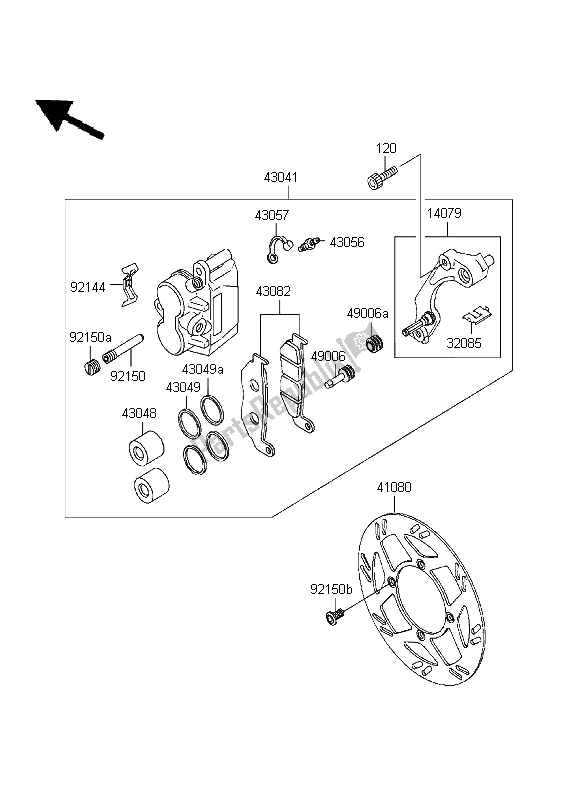 All parts for the Front Brake of the Kawasaki D Tracker 125 1999