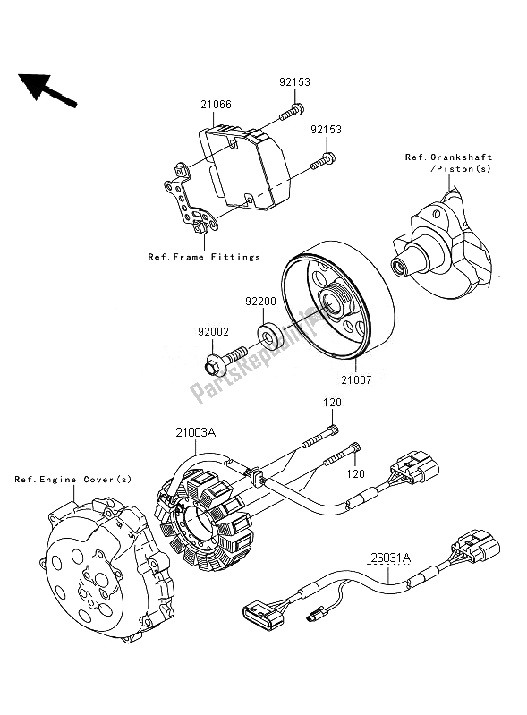 All parts for the Generator of the Kawasaki ZZR 1400 2007
