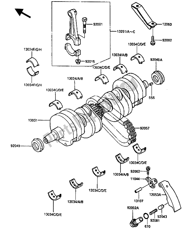 Alle onderdelen voor de Krukas van de Kawasaki ZL 600 1987