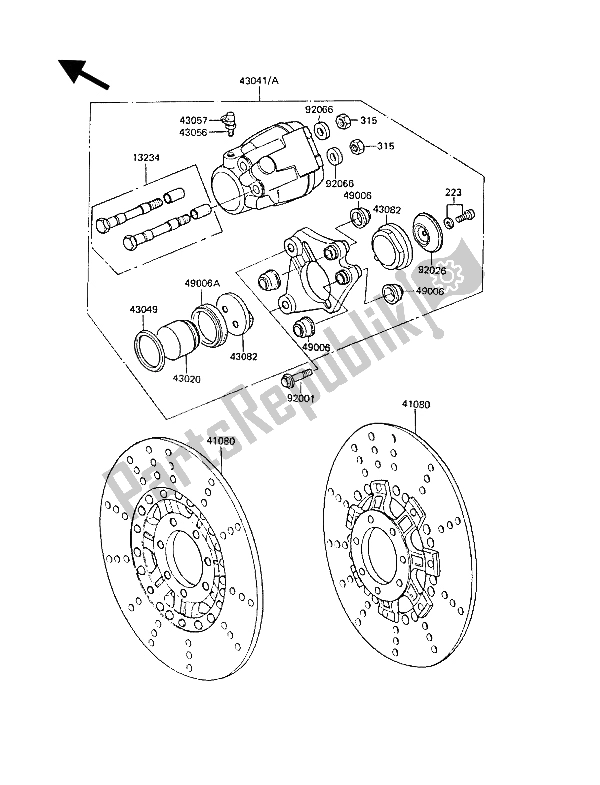 All parts for the Front Brake of the Kawasaki Z 1300 1987