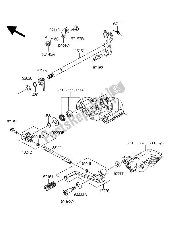 All parts for the Gear Change Mechanism of the Kawasaki 1400 GTR 2009