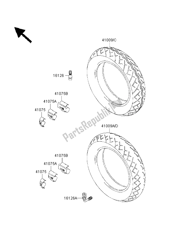 All parts for the Tires of the Kawasaki VN 1500 Classic Tourer FI 2003