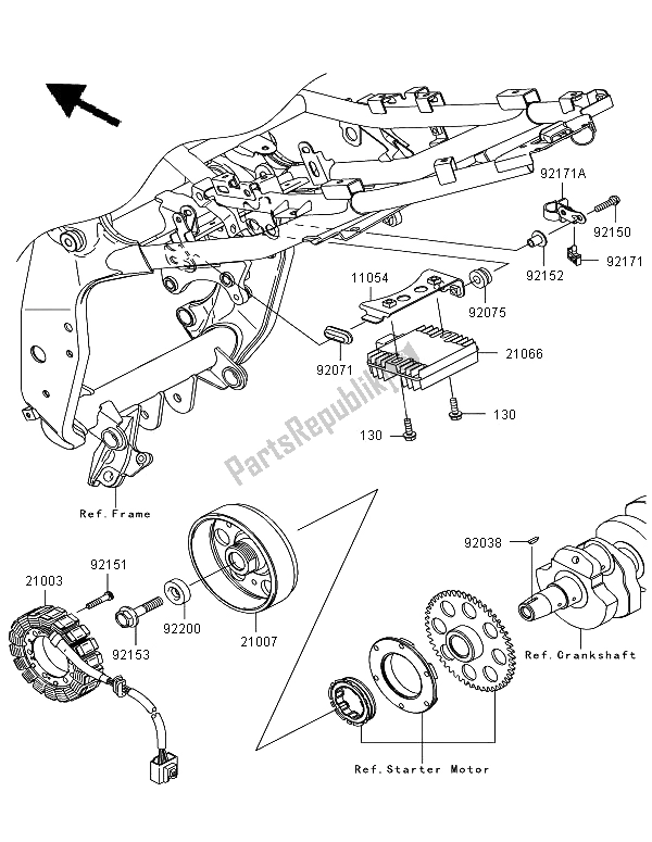 Alle onderdelen voor de Generator van de Kawasaki Z 750 ABS 2012