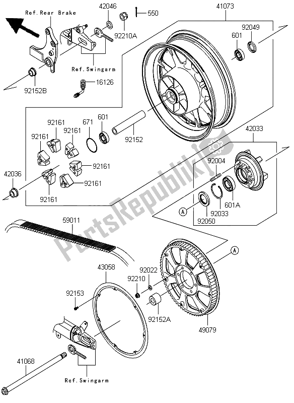 All parts for the Rear Hub of the Kawasaki VN 1700 Classic 2009