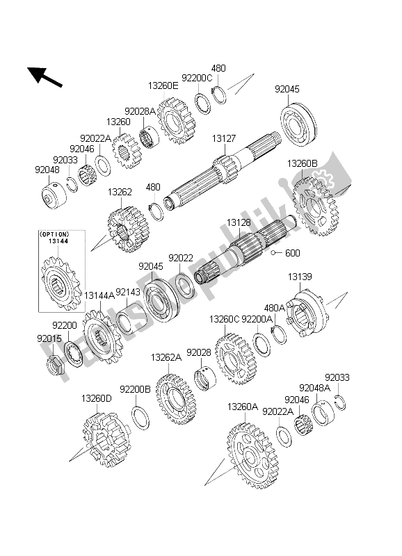 All parts for the Transmission of the Kawasaki ZXR 1200S 2004