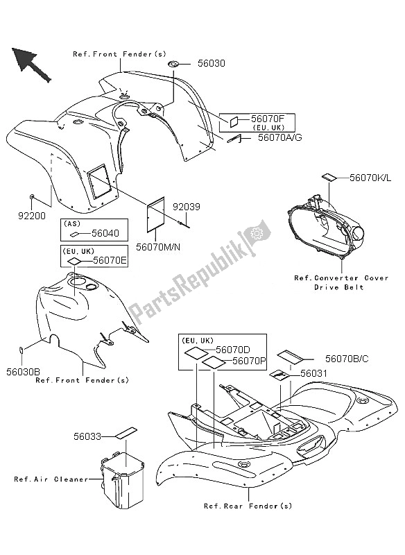 Toutes les pièces pour le Étiquettes du Kawasaki KVF 360 4X4 2005