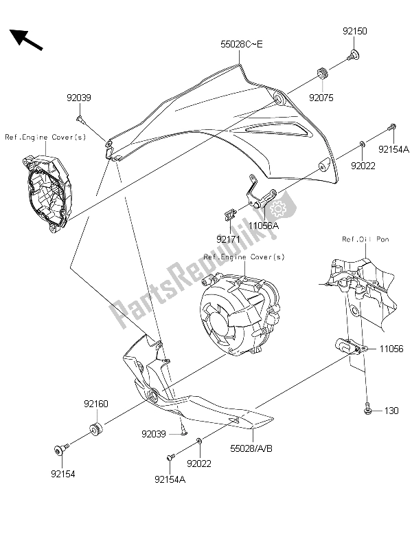 Tutte le parti per il Il Cofano Si Abbassa del Kawasaki Z 1000 2015