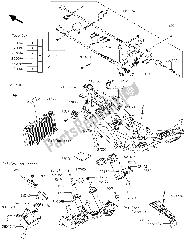 All parts for the Chassis Electrical Equipment of the Kawasaki Z 250 SL 2015