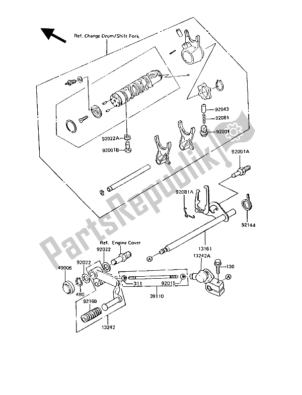 Toutes les pièces pour le Mécanisme De Changement De Vitesse du Kawasaki GT 550 1987
