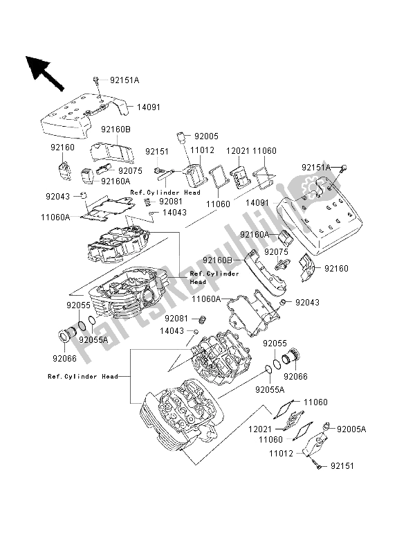 Todas las partes para Cubierta De Tapa De Cilindro de Kawasaki VN 1500 Classic Tourer FI 2001