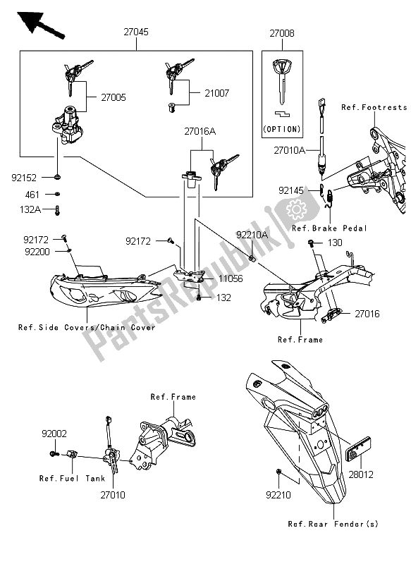 All parts for the Ignition Switch of the Kawasaki ER 6F 650 2012