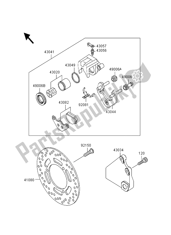 All parts for the Rear Brake of the Kawasaki GPZ 500S 1995