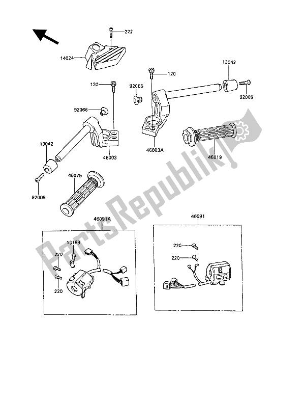 All parts for the Handlebar of the Kawasaki GPZ 1000 RX 1986