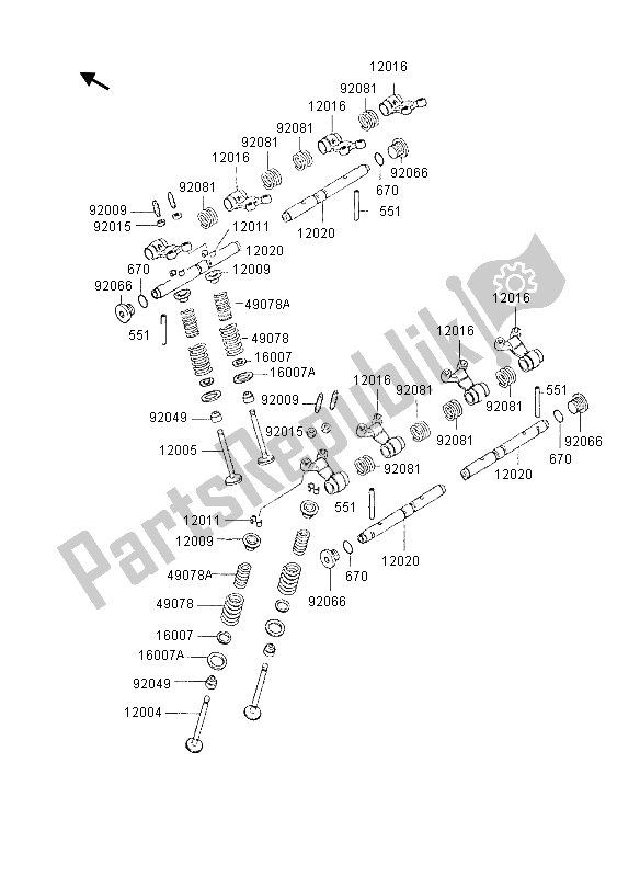 All parts for the Valves of the Kawasaki GPX 600R 1995