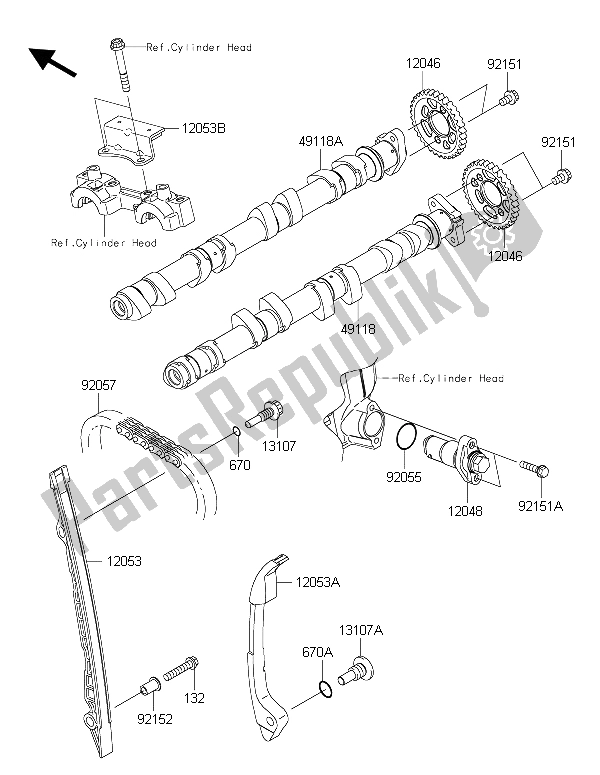 Toutes les pièces pour le Arbre (s) à Cames Et Tendeur du Kawasaki Versys 1000 2015