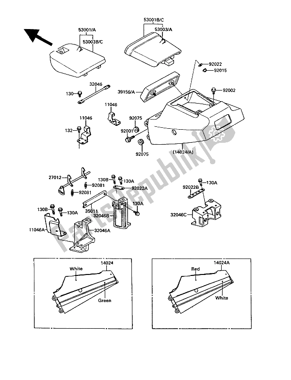 Tutte le parti per il Posto A Sedere del Kawasaki KR 1 2 250 1989